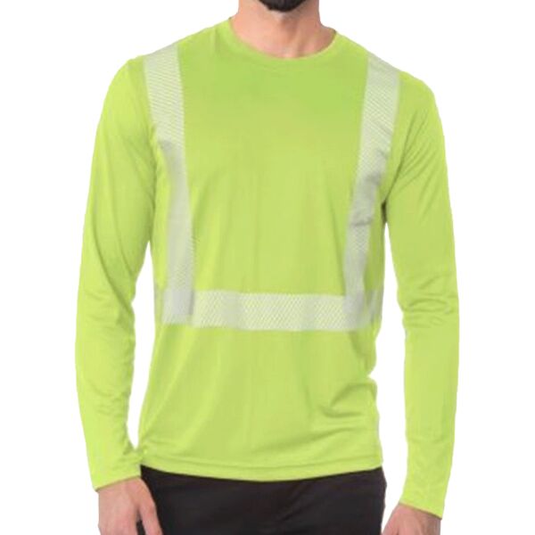 Unisex USA-Made Hi-Visibility Long Sleeve Performance T-Shirt - Segmented Tape Thumbnail